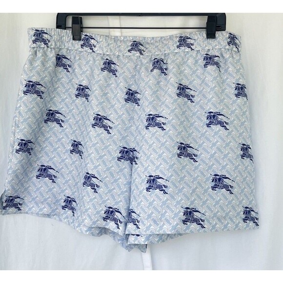 Burberry EKD TB-Monogram Silk Bermuda Shorts Navy IP Pattern Men’s Size XL Swim - Picture 5 of 11